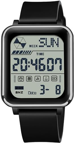 findtime Armbanduhr Herren Digital Quarz Herrenuhr mit Licht Datum Stoppuhr 50M Wasserdicht Sport Digitaluhr für Männer Große Zahlen Eckig Coutdown Dual Time 12/24H
