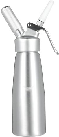 Sifone per Panna, Alluminio 500 Ml Argento, Frusta Professionale per Cuochi Casalinghi con 3 Punte Decorative
