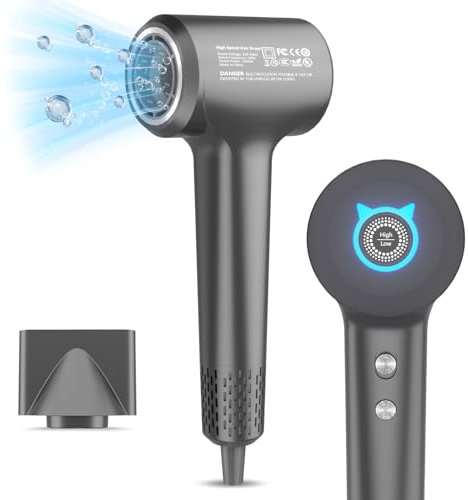 Secador de Pelo Iónico Profesional, 200 Millones de Ionico Negativos, Motor Sin Escobillas de 110.000 RPM,Secador de Pelo de 57 dB, Secador pelo ionico viaje talla