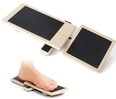 Tabla de Equilibrio de Una Sola Piernas,Smavles Entrenador de Tobillo y Pie de Madera, Antideslizante Tabla de Equilibrio, Balance board Para estiramientos de tobillo y ejercicios de estabilidad