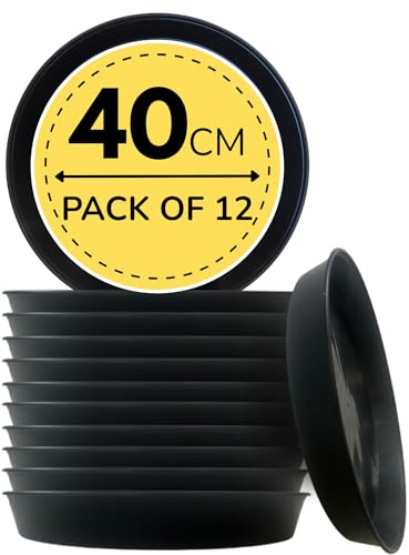 Creation Lot de 12 soucoupes rondes pour plantes - 40 cm - Résistantes - Protège les surfaces contre les dommages causés par l'eau et les taches - Résistant aux intempéries et facile à nettoyer - Très
