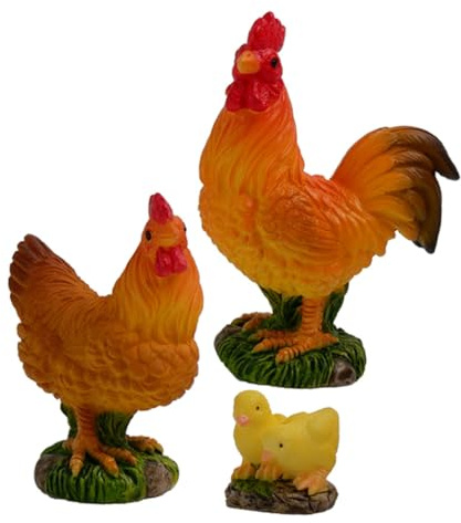 Beaupretty Figurine de Poulet en Résine 3 Pièces, Décor Réaliste Moderne