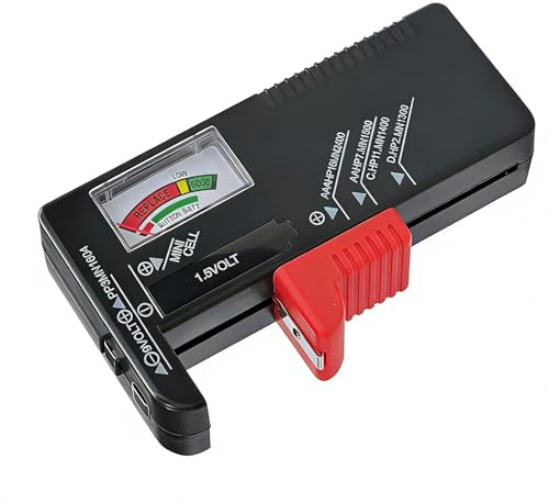 Battery Tester, Battery Checker Universal, Digital Checker for AAA AA C D 9V, Household Tester, No Batteries Required, Compact and Easy to Use with Color-Coded Display for Accurate Reading Pointer