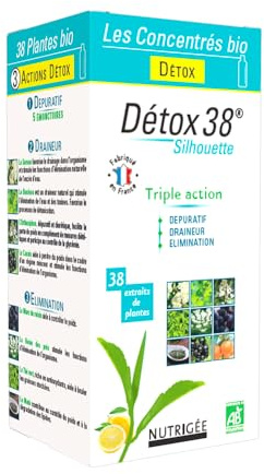 NUTRIGÉE - Détox 38 - Boisson Concentrée Bio - Triple Action - Drainage, Élimination et Purification – 30 Plantes Bio – Anti-Rétention d’Eau et Anti-Cellulite – Complément Liquide Naturel – 300 ml