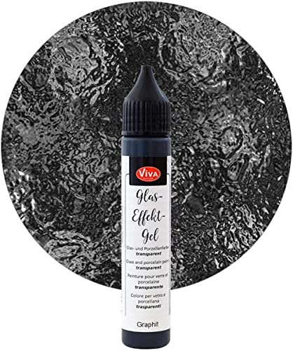 Viva Decor Glas-Effekt-Gel (Graphit, 28 ml) Glass Pen - Porzellanstifte - Farbe für Glas - Keramik Farbe - Glass Color - Glasmalfarbe wasserfest/spülfest