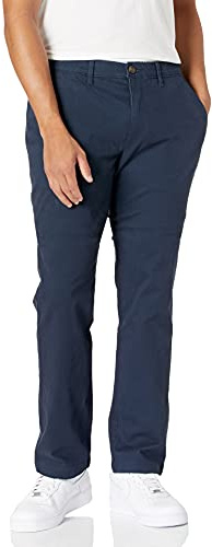 Amazon Essentials Herren Legere Stretch-Chinohose in sportlicher Passform (in Übergröße erhältlich), Dunkles Marineblau, 34W / 32L