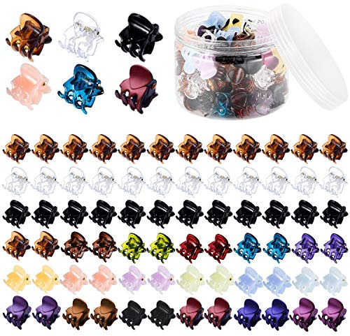Mini Hair Claw Clips for Girls and Women, Funtopia 72 Pcs Non Slip Small Hair Clips Plastic Claws Pins Clamps for Thick or Fine Hairs (Multi colors)