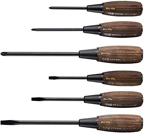 Vessel Woody Penetrating Screwdriver Non-Slip Grip Set of 6 (Boxed) 336PS