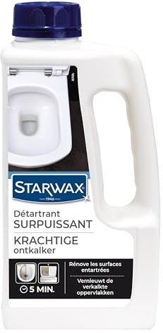 STARWAX - WC-Aktivreiniger und Auffrischer - Professionelle Effizienz - Schnelle Wirkung in 5 min - Entkalkt, reinigt gründlich und erneuert - 1 l | Profi-Schockwirkung, wirkt ab 5 Min, entfernt Kalk, Urinstein & Rostspuren, WC-Schüssel & Spülkasten
