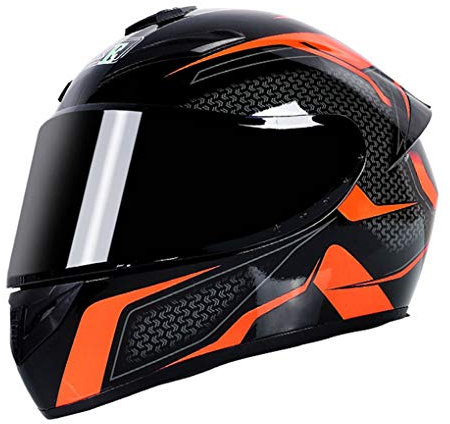 Motorrad Integralhelm Erwachsene Flip Up Front Motorradhelme DOT/ECE Zertifiziert Anti-Fog-Linse Atmungsaktiv Elektroautos Moped Sturzhelme Für Männer & Frauen (Orange,S(55~57))