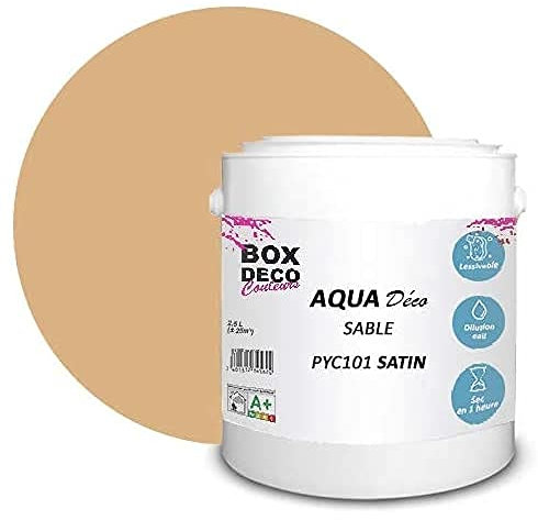 BOX DECO COULEURS Aqua Déco 2,5 Liter Acryl Satin Optik Wandfarbe Beige Sand