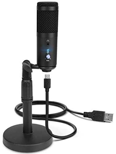 MSUDGH Microfono USB da Tavolo in Metallo, Microfono a condensatore Professionale, Adatto per Streaming multimediale per Computer Notebook????
