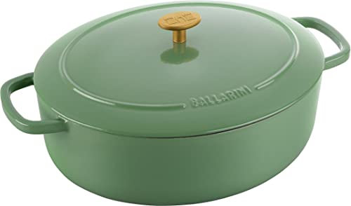 BALLARINI Bellamonte Cocotte, rustidera, olla de cocción hierro colado esmaltado, ovalada, 31 cm, 5,5 l, verde