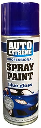6x 400ml Blue Gloss Spray Paint, Automotive Paint Sprayer, Multipurpose Exterior Black Spray Paint Matt, Interior Metal Spray Paint, for Cars, Bikes,Vans, Metal, Wood