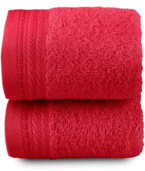 Top Towel – Premium – Große Badetücher – Badezimmerhandtücher – 2 Gesichts- oder Bidethandtücher – 30 x 50 cm – 100 % Baumwolle – 600 Gramm - Rot
