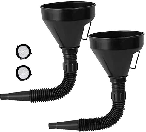 xinsheng 2 Pcs Fuel Funnel Set with Filter - Universal Car, Motorcycle, Automotive - Diesel, Adblue, Gasoline, Petrol Oil Funnel with Detachable Spout