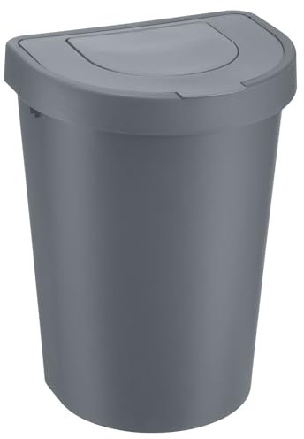 Plast Team Seattle Swing Poubelle avec couvercle basculant - Gris - 25 l