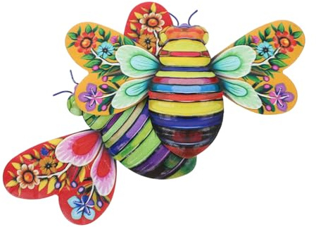 Toddmomy Decoración de Pared de Abejas de Hierro Resistente para Exterior 2 Piezas, Adorno para Hogar y Jardín Adecuado para Casa y Habitación | Detalle de Hierro, Uso Exterior y Estancias, Acabado Colorido Diseño de Abeja