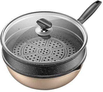 Prettiee Non-stick carbon steel frying pan for stir-frying, steaming and stewing Cookware Chef pan Frying pan (A 32CM)