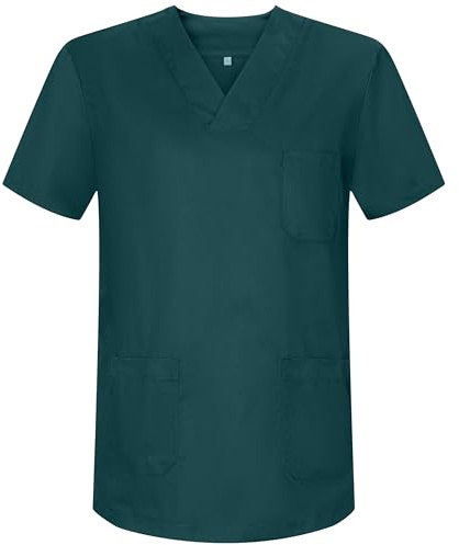 MISEMIYA Unisex medicinsk sjuksköterska uniform rengöring estetisk arbetsvård tandläkare veterinär hälsovård vård, Mörkgrön, 4XL