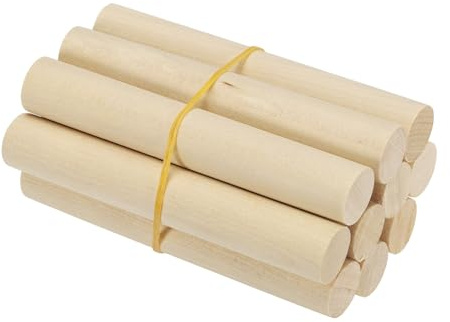 PATIKIL Holzdübelstange, 1,6 x 10,2 cm, 10 Stück, Holzdübel zum Basteln, natürliche Farbe