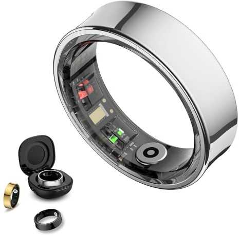 Weyrinice Smart Ring Health Tracker, Health Rings for Women & Men, No Subscription Required, Long-Lasting Battery Sleep Rings, Fitness & Sleep Monitor Compatible with iOS & Android (N1 Silver, #8)