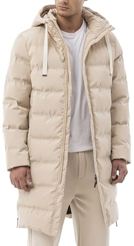 Redbridge Herrjacka, fodrad lång skuren quiltad jacka, bubbeljacka, Beige, L