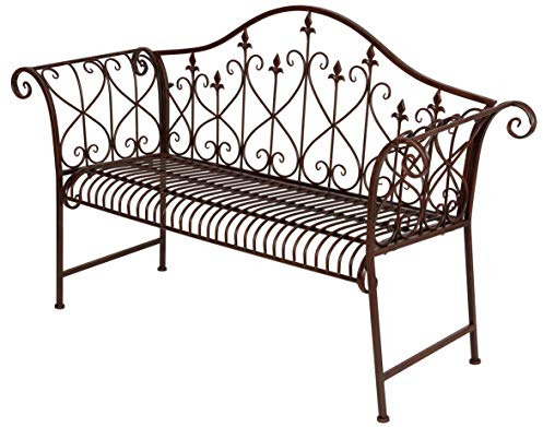 Spetebo Trädgårdsbänk i metall, rostbrun med ornament - 2-sits vintage bänk - bänk, parkbänk, metallbänk