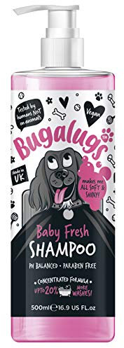 Bugalugs Baby Fresh Hunde-Shampoo, Hundepflege Shampoo-Produkte für schlehct riechende Hunde mit Babypuderduft, bestes Welpen-Shampoo, Baby Fresh, Shampoo Conditioner, veganes Haustier-Shampoo