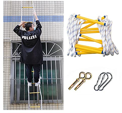 ZXCVBAS Rettungsseilleiter,Mehrzweckleiter,Sicherheitsleiter,Seil-Fluchtleitern,Feuertraining Outdoor-Kletter-Fluchtleitern,Haushalts-Sicherheits-Rettungsleitern,12m/39.37ft