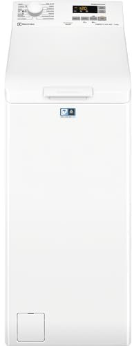 Electrolux Lavadora de carga superior EN6T5621AF, 6 kg a 1.200 rpm, SensiCare, Función Time Save, Autoposicionamiento del Tambor, Display LCD Pequeño, Inicio Diferido, Blanco