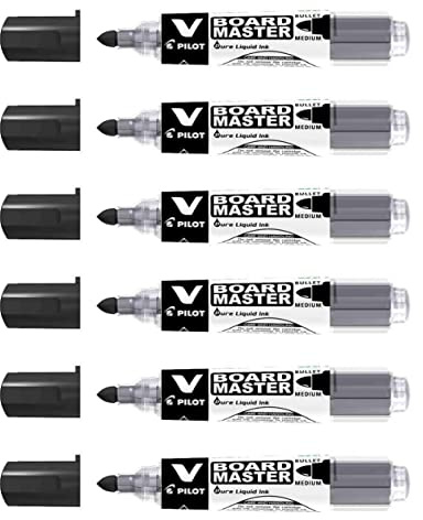 PILOT Whiteboard-Marker V Board Master Pte Ogive mittel, Schwarz, 6 Stück