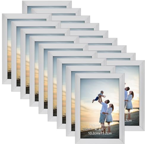 EYMPEU Bilderrahmen 10x15 CM 18er-Set, für Wand und Tisch, geeignet für den Einsatz in Büros und Wohnungen, Silber