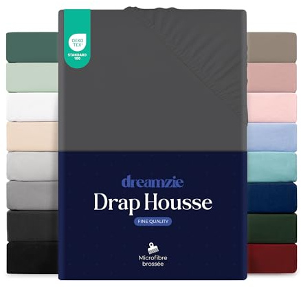 Dreamzie Spannbettlaken 200x200 cm - Hoher Steg bis 33 cm - 100% Mikrofaser - Dunkelgrau - Schadstoffgeprüft (Oeko TEX), Bettlaken mit Gummizug