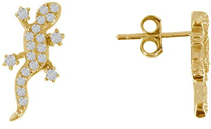 LES POULETTES BIJOUX - Boucles d'Oreilles Plaqué Or Salamandre et Strass