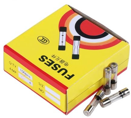 NURII 100 Stück 5 x 20 mm, 6 x 30 mm, träge Glassicherung, 250 V, 0,5, 1, 2, 3, 5, 6, 8, 10, 15, 20 A, AMP-Sicherung, Spannungsschutz for elektronische Komponenten (Color : 10A, Size : 5x20)