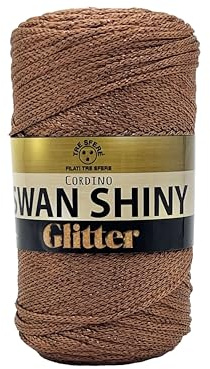 filati italiani cordini laminati Swan Glitter 500g - 450 metri per borse handmade e molto altro ancora (ruggine/lux, SHINY GLITTER)