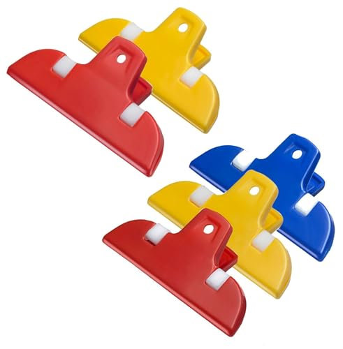 Westmark 5 Clip per Borsa/Clip di Chiusura – Varie clip di chiusura 2 grandi, 3 piccole in plastica, riutilizzabili – Giallo/blu/rosso, 521822E6