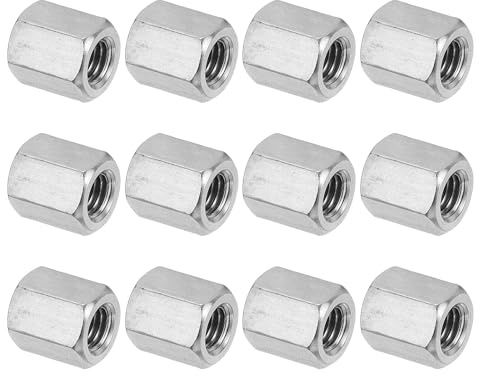 PATIKIL M8 x 15 mm 304 Edelstahl Sechskant-Kupplungsmuttern, 12 Stück Grobgewinde Sechskant Hülsenmutter Sechskant Verbindungsmutter Gewindehülse Langmutter, Silberton