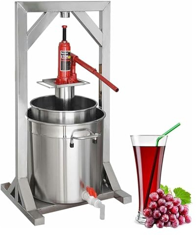 JIURUOZ Prensa de Frutas, Prensa de Fruta y Vino, Exprimidor Manual de jugos de 12, 22 y 36 l, triturador de Uvas for vinificación, for Miel, Chile, Aceite y restaurantes Familiares.(12L)