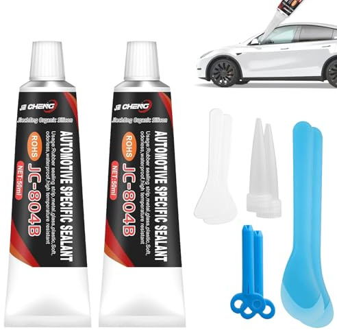 Karosseriekleber Schwarz, 50ml x 2 Scheibenkleber Auto, Karosseriedichtmasse Auto,Auspuff Dichtmasse,Türdichtung Kleber, KFZ Dichtmasse,Schnelle Aushärtung,Wasserdicht,Hochtemperatur