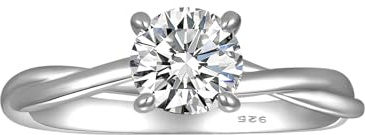 YL Infinito Anello di Moissanite VVS1 D Colore Classico da 0,8 Carato Solitaria Rotonda Anello di Fidanzamento in Argento 925 Gioielli Regalo per Donna（Taglia 20）