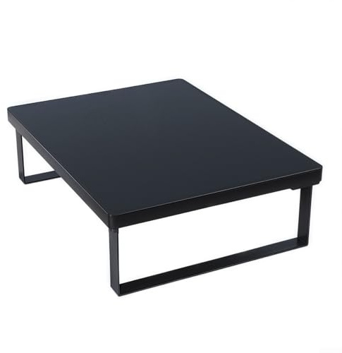 GLFLOW Griglia per forno a microonde, in metallo e legno, con piedini antiscivolo, per piano di lavoro della cucina, 40 x 30 cm (nero)