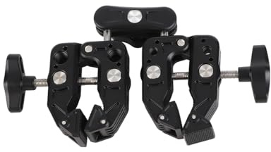 Sxhlseller Soporte de Abrazadera Doble, 360 Grados Que Giran 1/4 de 3/8 Pulgadas de Interfaz de Interfaz Soportador de Zapato Frío para Luces LED