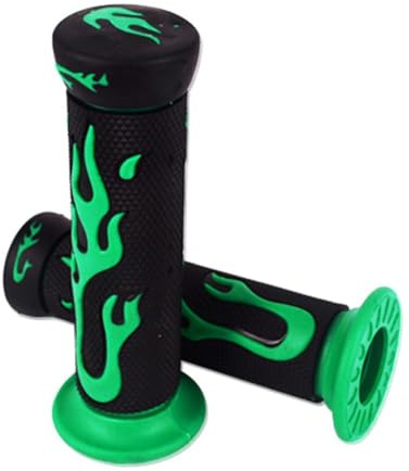 Gettimore 7/8 Zoll 22 mm Weiche Gummi Flamme Lenkergriffe Rutschfeste Komfortsteuerung Kompatibel mit CBR VFR CR XR FZR YZF PW TW Motorräder Blau-Schwarz Grün-Schwarz
