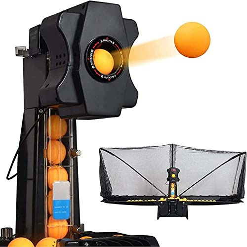 Bordtennisrobot Automatisk pingisbollmaskin med 9 spinnalternativ och träningsåtervinningsnät, 50W