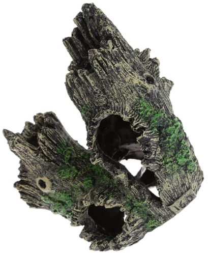 HOMSFOU Souche d'Aquarium Creuse en Résine, Tronc d'arbre à Char Délicat Cachette Poisson, Décor d'Aquarium pour Vivier Poissons Tropicaux