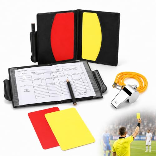 LEFZUR 3 Sets de Cartons d'Arbitre de Football Rouge et Jaune en PVC Haute Qualité, Kit Officiel Réutilisable et Visible, Accessoire Léger 8x11cm pour Compétitions, Tournois et Entraînements