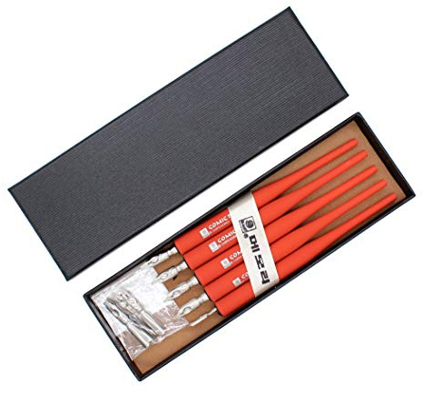 Hillento conjunto pluma de caligrafía, 5 titulares de la pluma de plástico se encarga de plumas de caligrafía gótica de inmersión con 10 puntas, ideal para cómica/caligrafía, roja