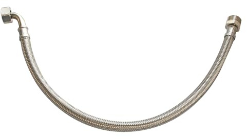 SOMATHERM FOR YOU, Flexible sanitaire 1/2 mâle avec écrou tournant coudé - Longueur 500mm - Tuyau EPDM tressé acier inox - Raccords laiton nickelé - Norme ACS, certifié QB